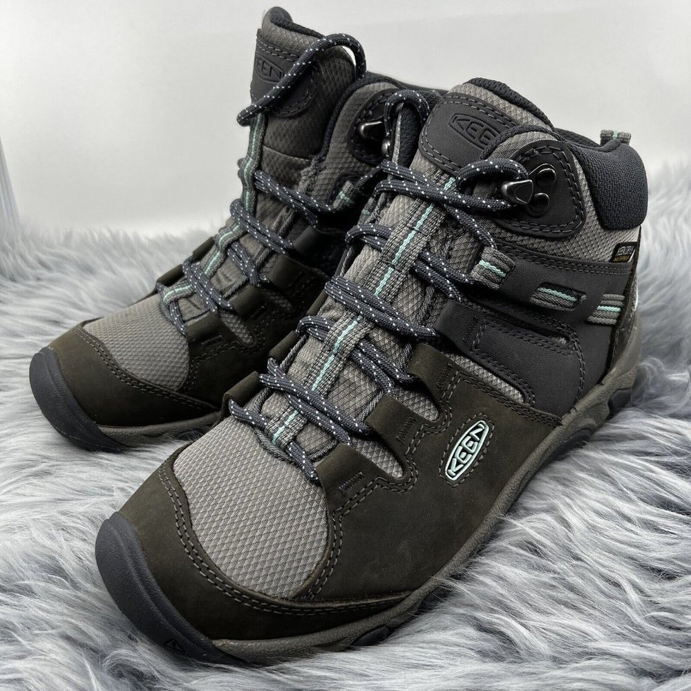 KEEN Women's Steens Mid Height Leather Waterproof Hiking Boots Gray Size 6 NEW - Picture 2 of 7
